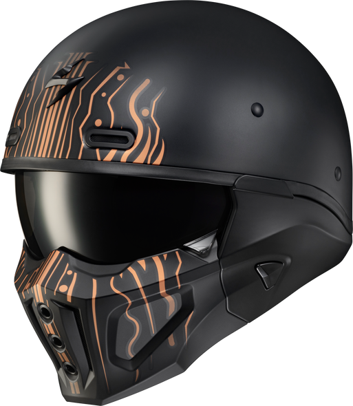 Scorpion Exo Covert X Open-Face Helmet Tribe Matte Black/Copper 2X Cox-1317