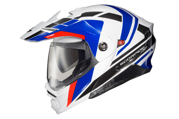 Scorpion Exo Exo-At960 Modular Helmet Hicks White/Blue Md 96-1164