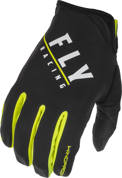 Fly Racing Youth Windproof Gloves Black/Hi-Vis Sz 06 371-14206