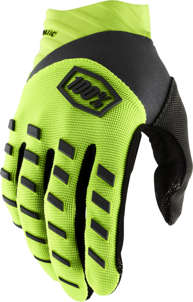 100% Airmatic Youth Gloves Fluo Yellow/Black Lg 10001-00006