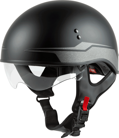 Gmax Hh-65 Half Helmet Source Naked Matte Black/Silver Sm H1659814