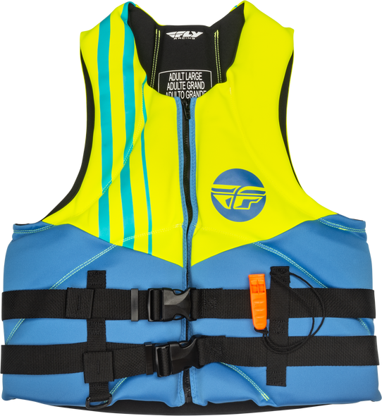 Fly Racing Neoprene Flotation Vest Blue/Hi-Vis/Teal Sm 221-30401S