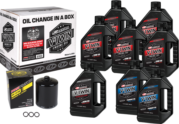 Maxima V-Twin Oil Change Kit Syn M8 Black Filter 90-129018Pb