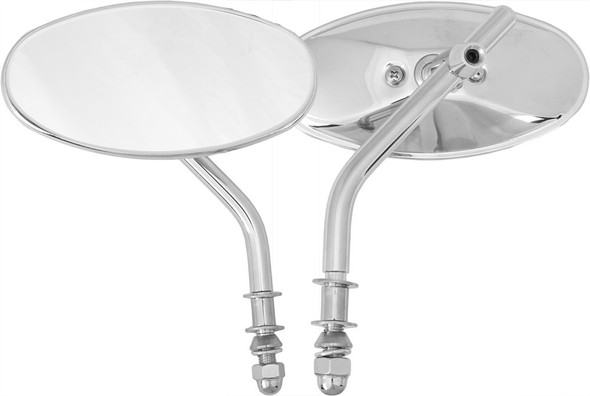 Harddrive Oval Mirror Chrome Short Stem 153081