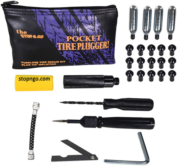 Stop & Go Pocket Tire Plugger Kit Plus Co2 Inflation 1001