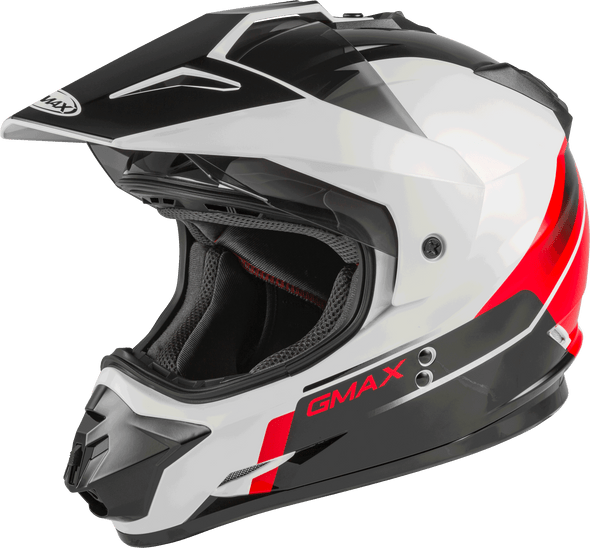Gmax Gm-11 Dual-Sport Scud Helmet Helmet Black/White/Red Lg G1113356