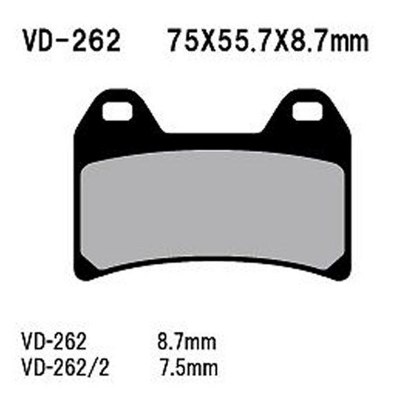 Vesrah Semi-Metallic Brake Pads Vd-262/2 Vd-262/2