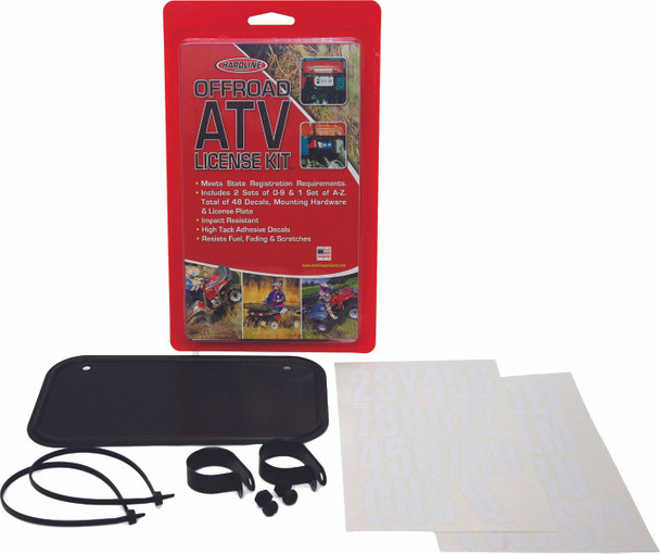 Hardline ATV License Plate Kit Black Aluminum 2342B