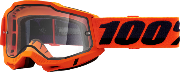 100% Accuri 2 Enduro Moto Goggle Neon Orange Clear Lens 50015-00004