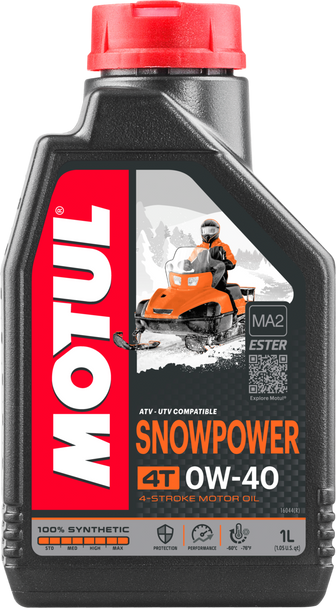 Motul Snowpower 4T Syn Engine Oil 0W40 1 Ltr 12/Case 105891