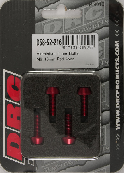 DRC Aluminum Taper Bolts Red M6X16Mm 4/Pk D58-52-216