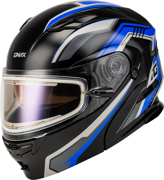 Gmax Md-01S Transistor Snow Helmet W Electric Shld Blue/Black Md M40139435