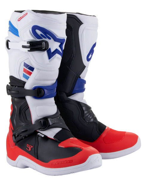 Alpinestars Tech 3 Boots White/Red/Blue Sz 6 2013018-2307-6