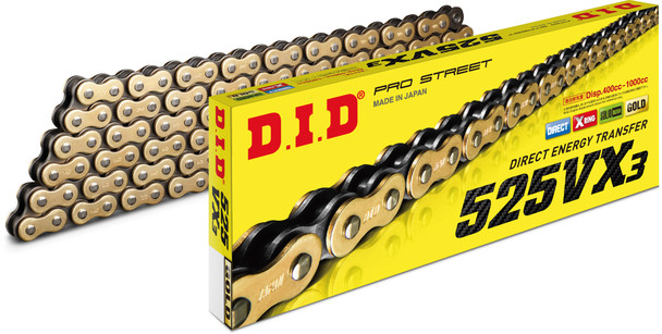 D.I.D Chain 525Vx3 118L Gold/Black 525Vx3G118Fb