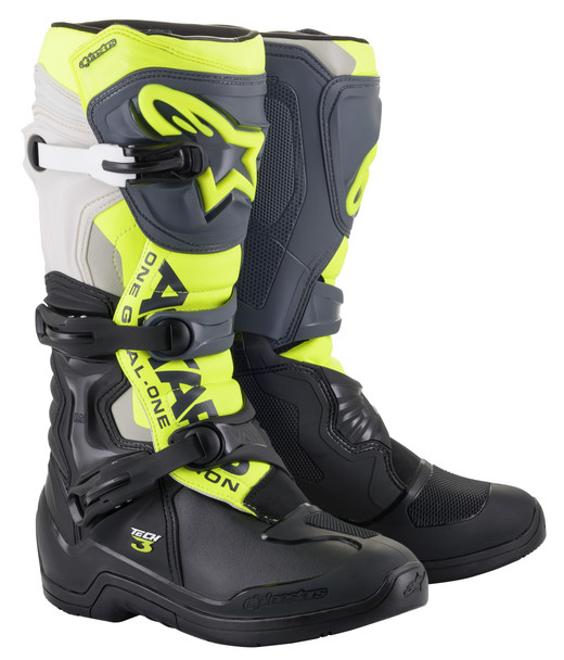 Alpinestars Tech 3 Boots Blk/Cool Grey/Ylw/Fluo Sz 15 2013018-1055-15
