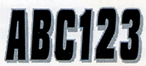 Hardline 3" Block Letter & Number Black/ Silver Blksi320