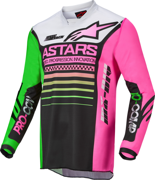 Alpinestars Racer Compass Jersey Blk/Grn Neon/Pink Fluo 2X 3762122-1669-2Xl