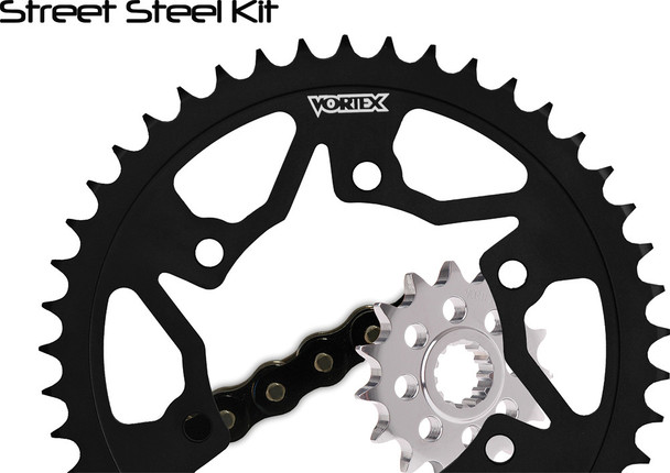 Vortex Sprocket/Chain Kit Stl/Stl 17/42T Sil Rx3 525-110L Blk Ck5158