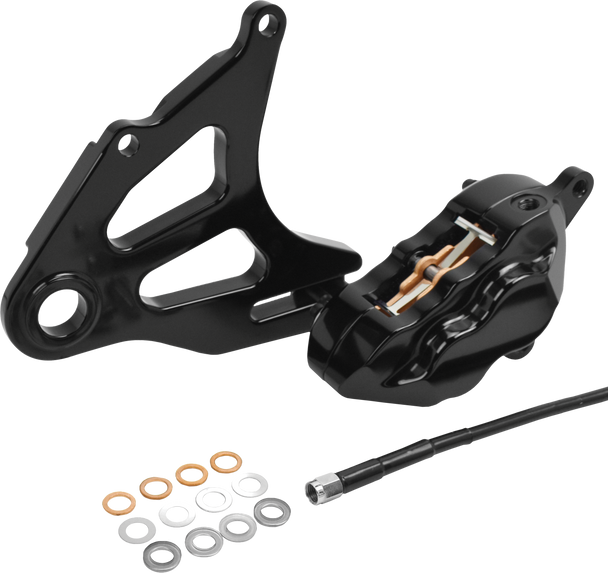 Hawg Halters Inc 4 Pist Rear Caliper Kit Black St 18-Up Rkstab518