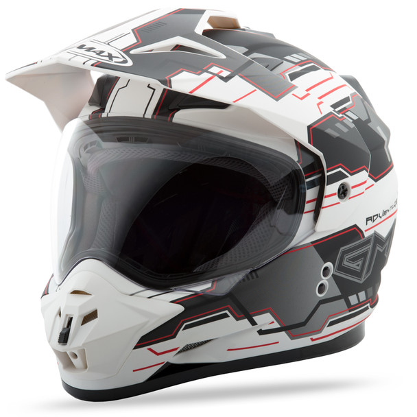 Gmax Gm-11 Dual-Sport Adventure Helmet Matte White/Blk/Red Sm G5117434 Tc-15