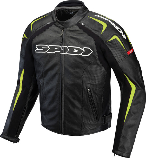 Spidi Track Leather Jacket Black/Green E52/Us42 P120-494-52