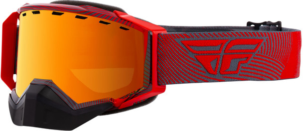 Fly Racing Zone Snow Goggle Red/Grey W/Orange Mirror/Smoke Lens Flb-055