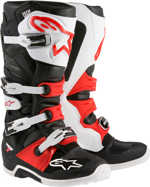 Alpinestars Tech 7 Boots Black/White/Red Sz 10 2012014-123-10