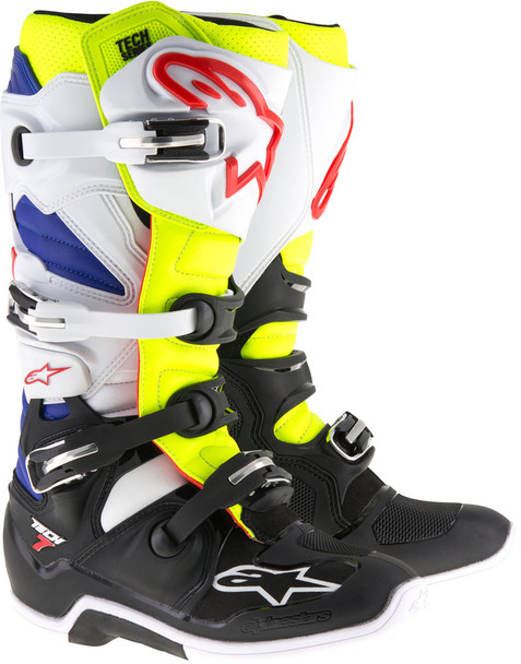 Alpinestars Tech 7 Boots White/Yellow/Blue Sz 12 2012014-257-12