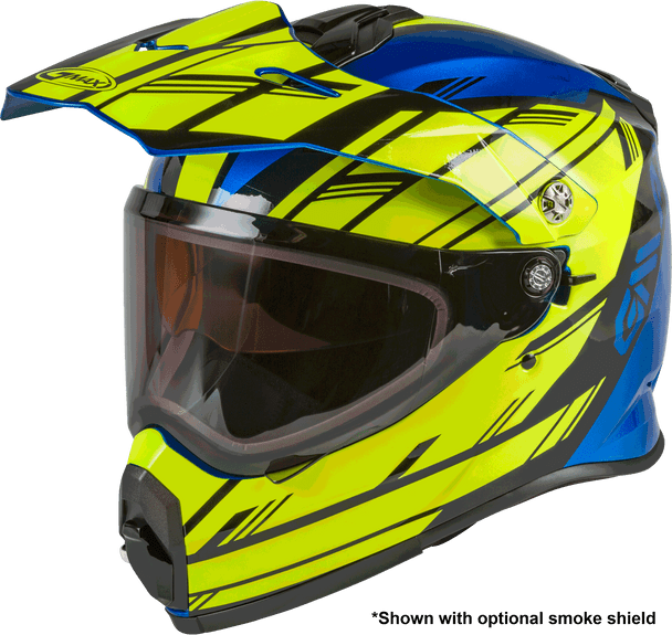 Gmax At-21S Adventure Epic Snow Helmet Blue/Hi-Vis/Black Lg G2211046