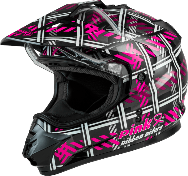 Gmax Gm-11S Dual-Sport Pink Ribbon Riders Snow Helmet Blk/Pink Sm G21110404