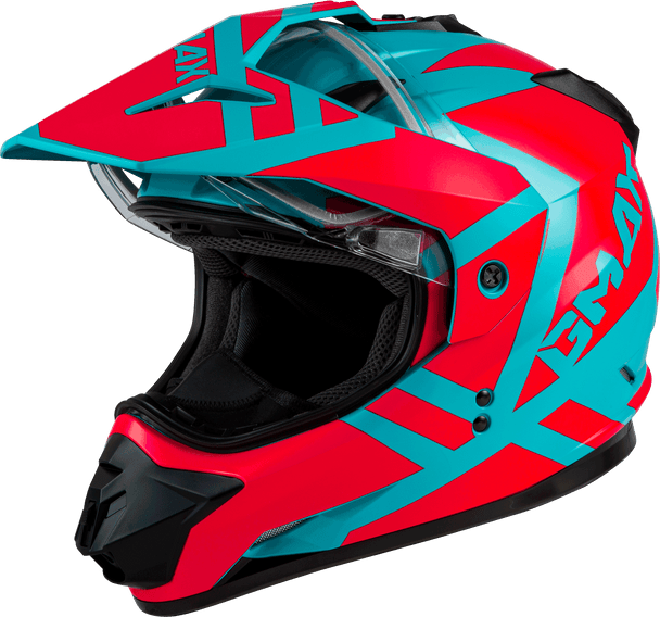 Gmax Gm-11S Dual-Sport Trapper Snow Helmet Matte Teal/Orange Md G2113265