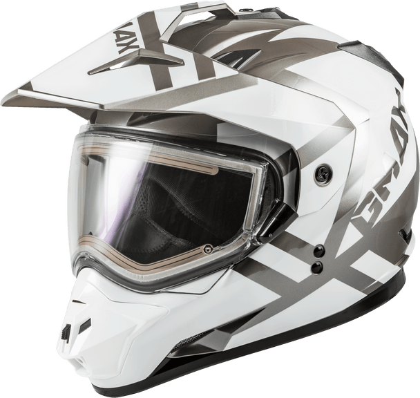 Gmax Gm-11S Trapper Snow Helmet W/Elec Shield White/Silver 2X G4112018