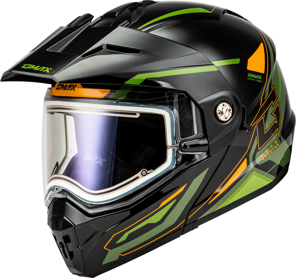 Gmax Md-74S Spectre Snow Helmet W/ Elec Shield Black/Green Md M107421095