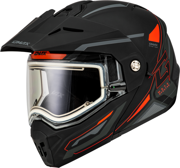 Gmax Md-74S Spectre Snow Helmet W/ Elec Shield Matte Black/Red Sm M10742324