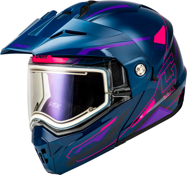 Gmax Md-74S Spectre Snow Helmet W/ Elec Shld Blue/Pink/Purple 2X M107421088