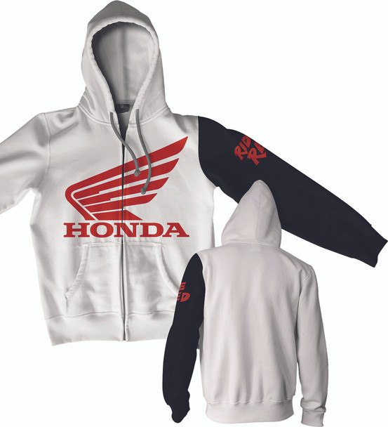 D-Cor Honda Stamp Zip Hoodie White/Black 2X 80-202-5