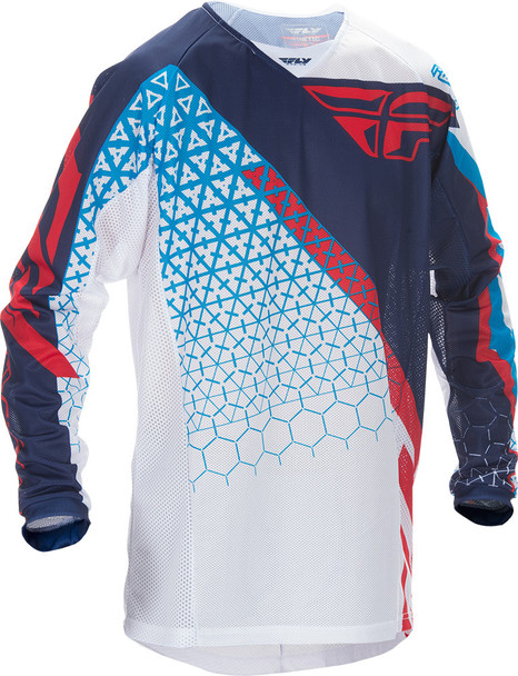 Fly Racing Kinetic Trifecta Mesh Jersey Red/White/Blue L 370-322L