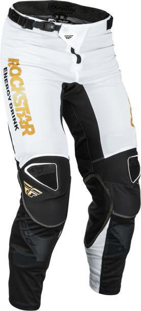Fly Racing Kinetic Rockstar Mesh Pants White/Black/Gold Sz 40 376-32840
