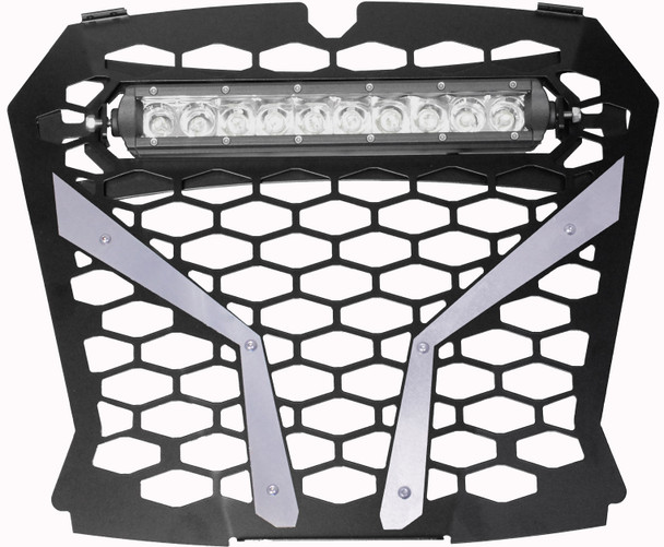 Modquad Front Grill Silver Pol Rzr S With 10" Light Rzr-Fgls-Xp1Ks