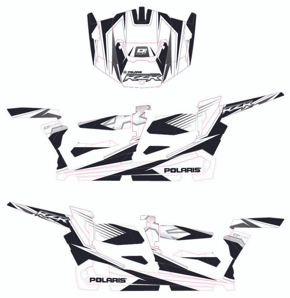 D-Cor Pol Rzr4 Complete Graphic Kit White/Black/Silver 20-60-111