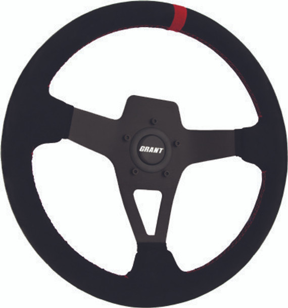 Grant Suede Series Steering Wheel Blk W/Red Stitch 8521