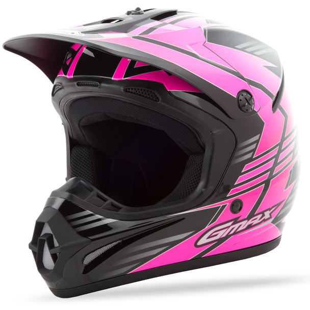 Gmax Gm-46.2X Off-Road Race Helmet Black/Hi-Vis Pink Xs G3466403 Tc-14