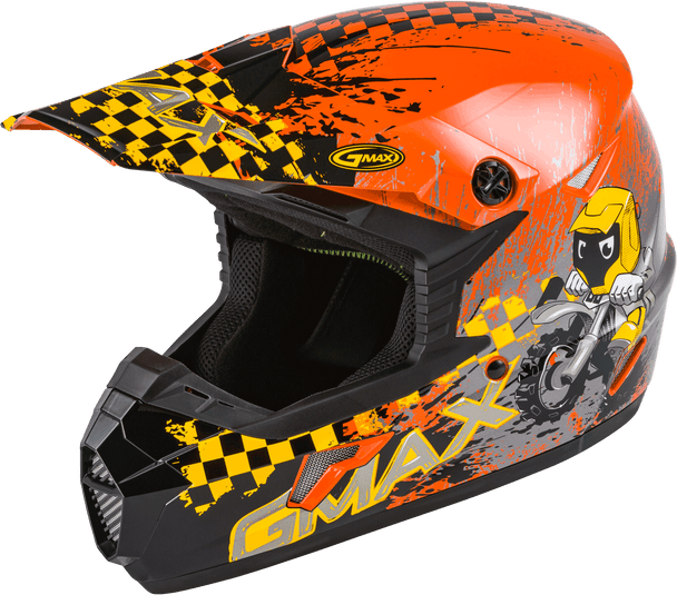 Gmax Youth Mx-46Y Off-Road Anim8 Helmet Orange/Yellow/Silver Ys G3461270