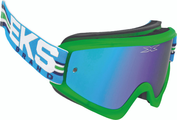 EKS Brand Flat Out Mirror Goggle Liquid Flo Green/Blue 067-10355