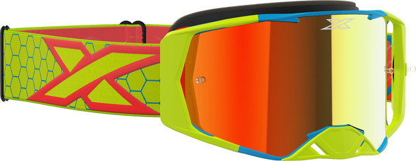 EKS Brand Lucid Goggle Flo Yel/Fire/Cyan W/Red Mirror 067-11005