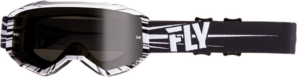 Fly Racing Zone Goggle Black/White W/Dark Smoke Lens W/Post Fla-017