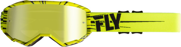 Fly Racing Zone Goggle Hi-Vis Yellow/ Blk W/Gold Mirror Lens W/Post Fla-016