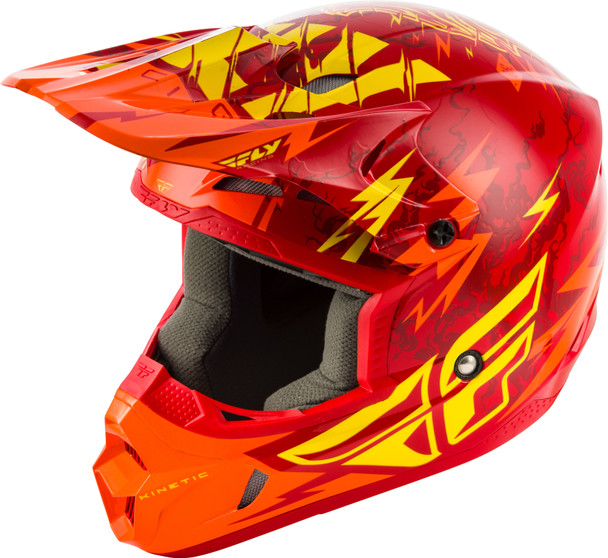 Fly Racing Kinetic Shocked Helmet Red/Yellow Yl 73-3457-3