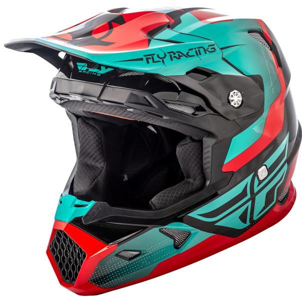 Fly Racing Toxin Original Helmet Red/Teal/Black Yl 73-8518Yl