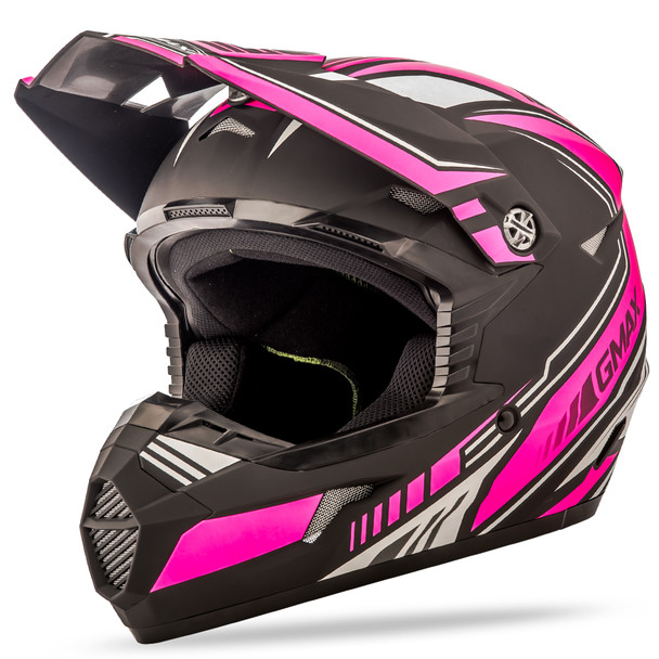 Gmax Youth Mx-46Y Off-Road Uncle Helmet Matte Black/Pink Ym G3467401 F.Tc-14